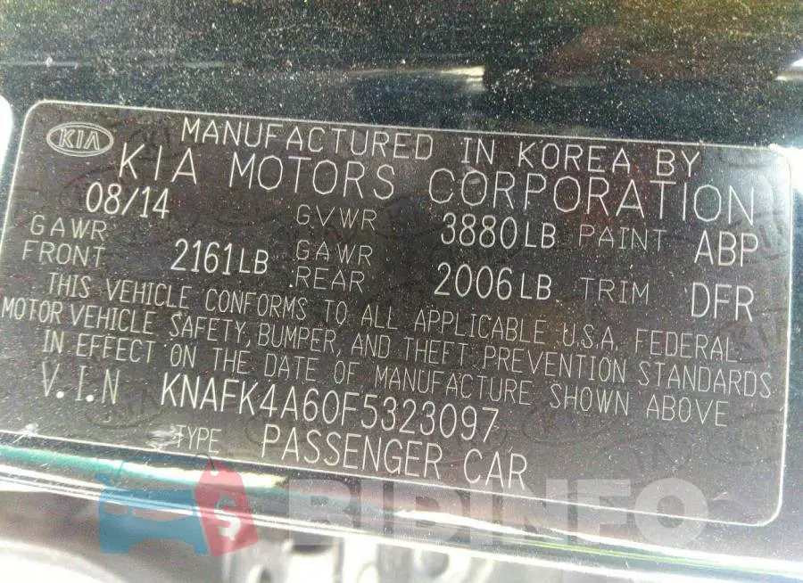 KNAFK4A60F5323097 Photo# 9