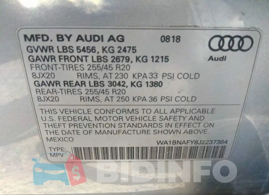 WA1BNAFY8J2237364 Photo# 9