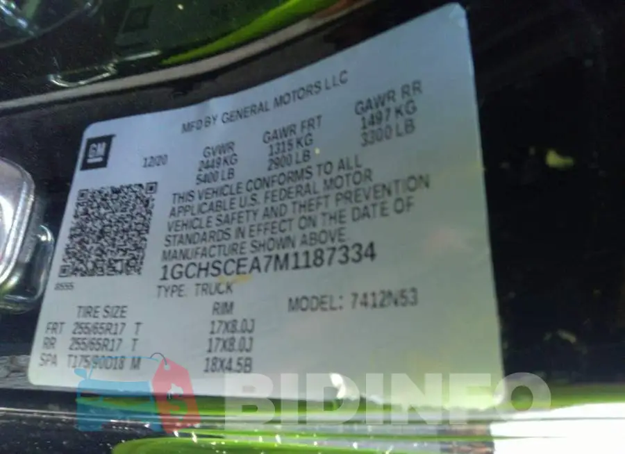 1GCHSCEA7M1187334 Photo# 9