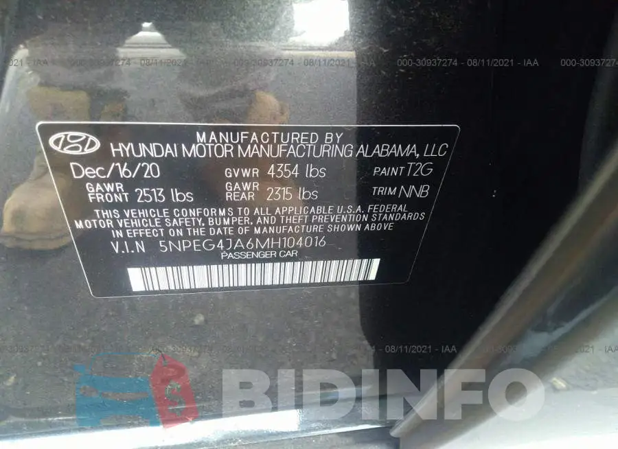 5NPEG4JA6MH104016 Photo# 9