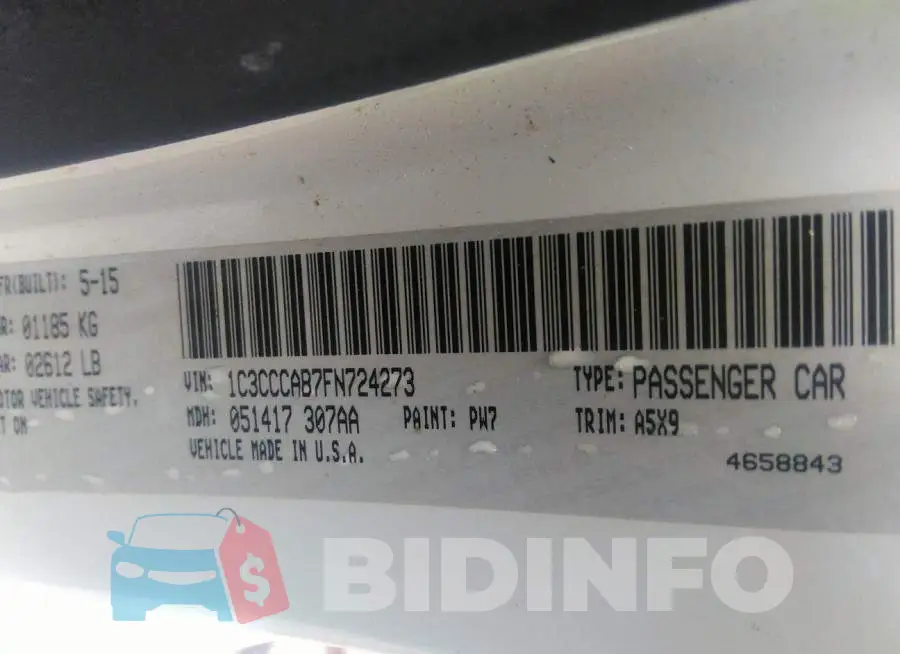 1C3CCCAB7FN724273 Photo# 9