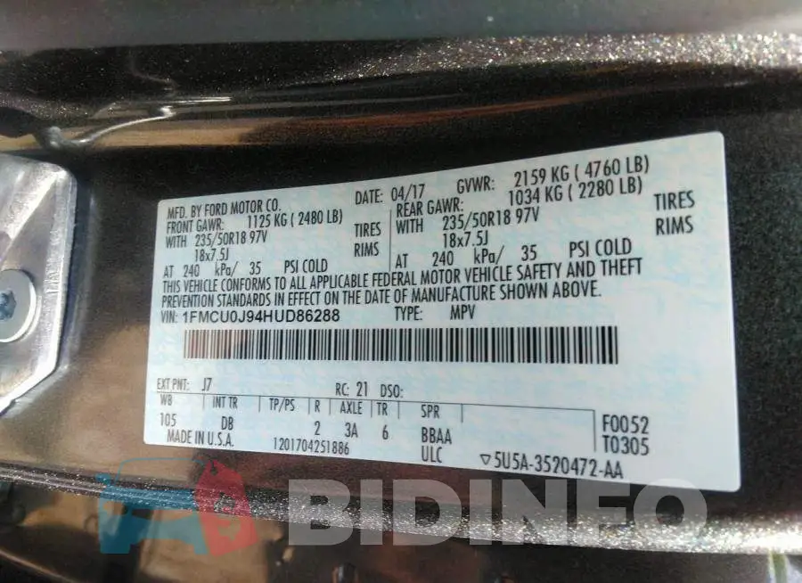 1FMCU0J94HUD86288 Photo# 9