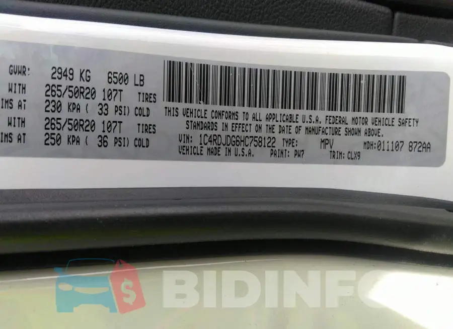 1C4RDJDG6HC758122 Photo# 9