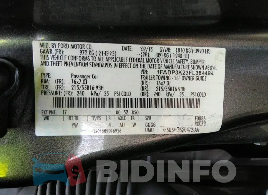 1FADP3K23FL384494 Photo# 9
