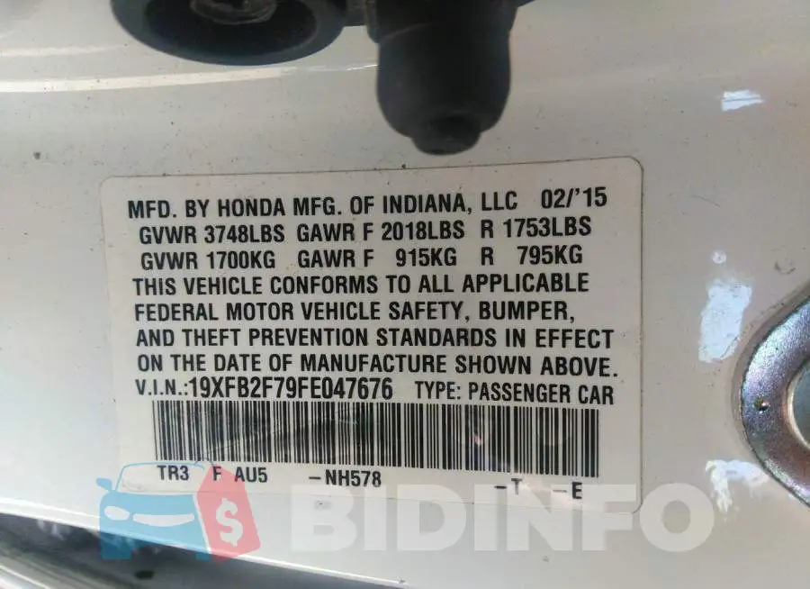 19XFB2F79FE047676 Photo# 9
