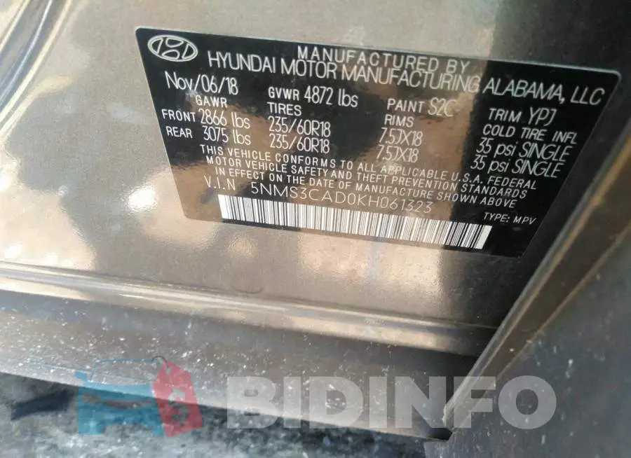 5NMS3CAD0KH061323 Photo# 9