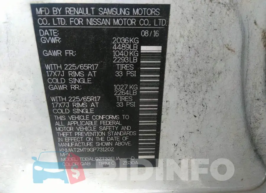 KNMAT2MT9GP731202 Photo# 9