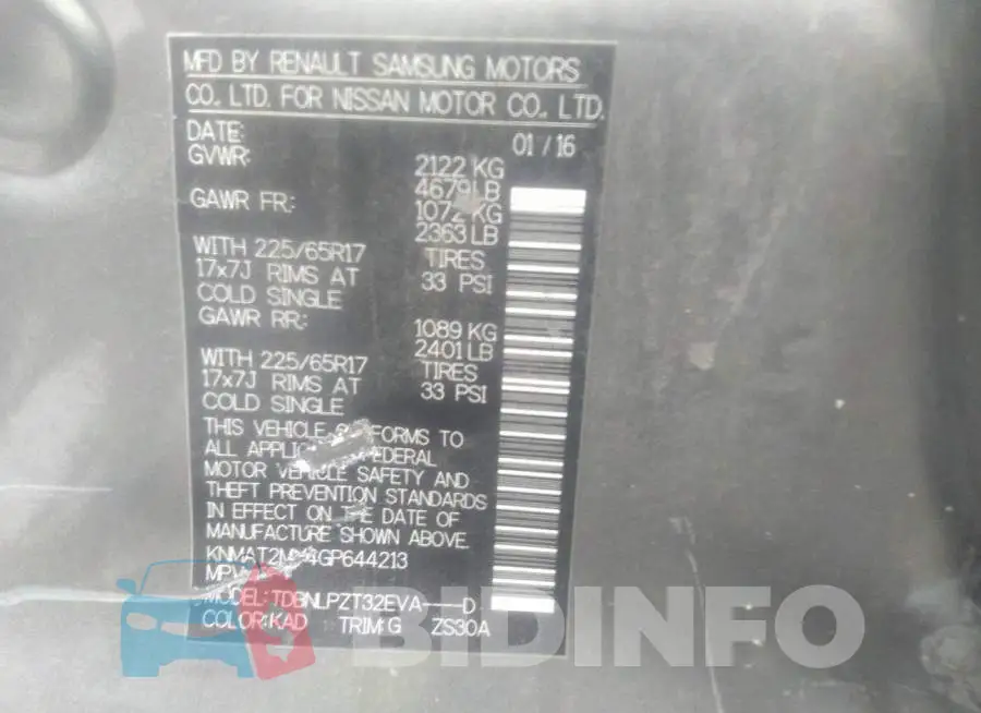 KNMAT2MV4GP644213 Photo# 9