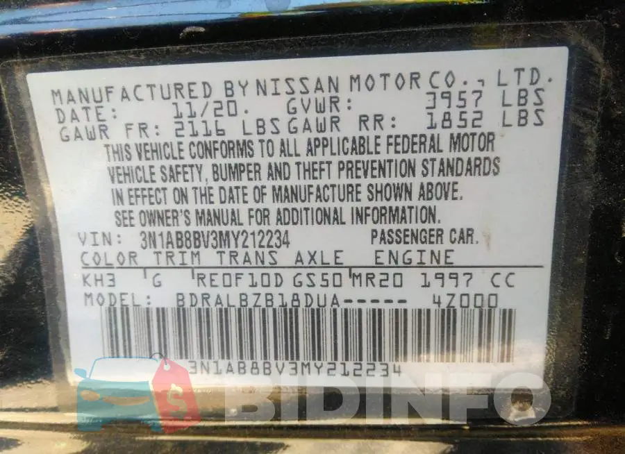 3N1AB8BV3MY212234 Photo# 9