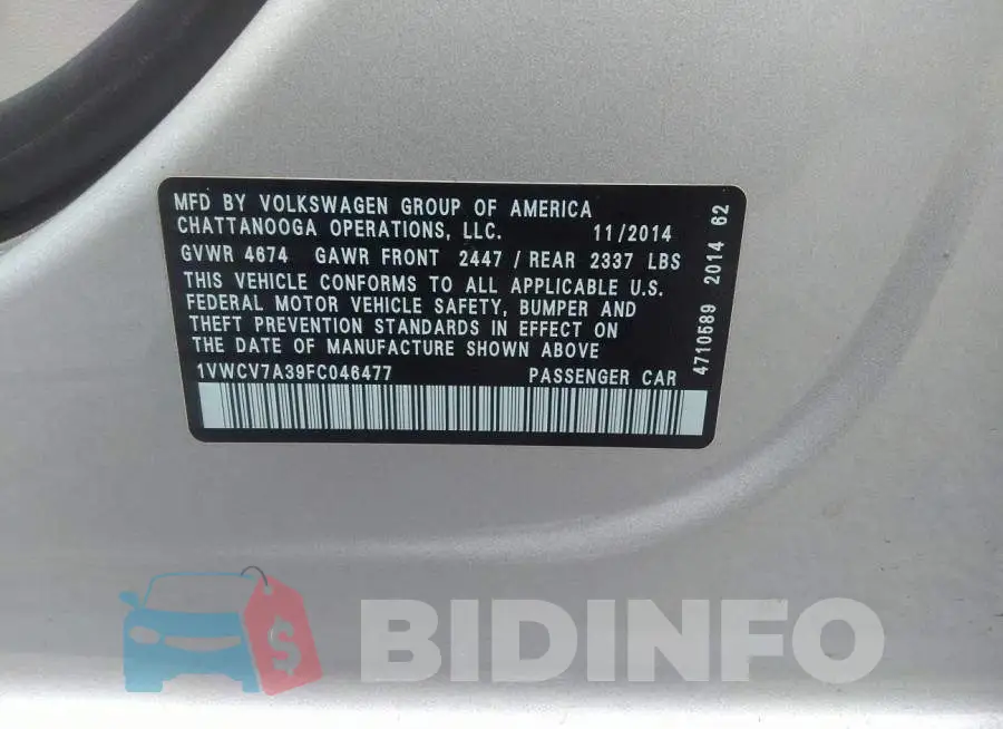 1VWCV7A39FC046477 Photo# 9
