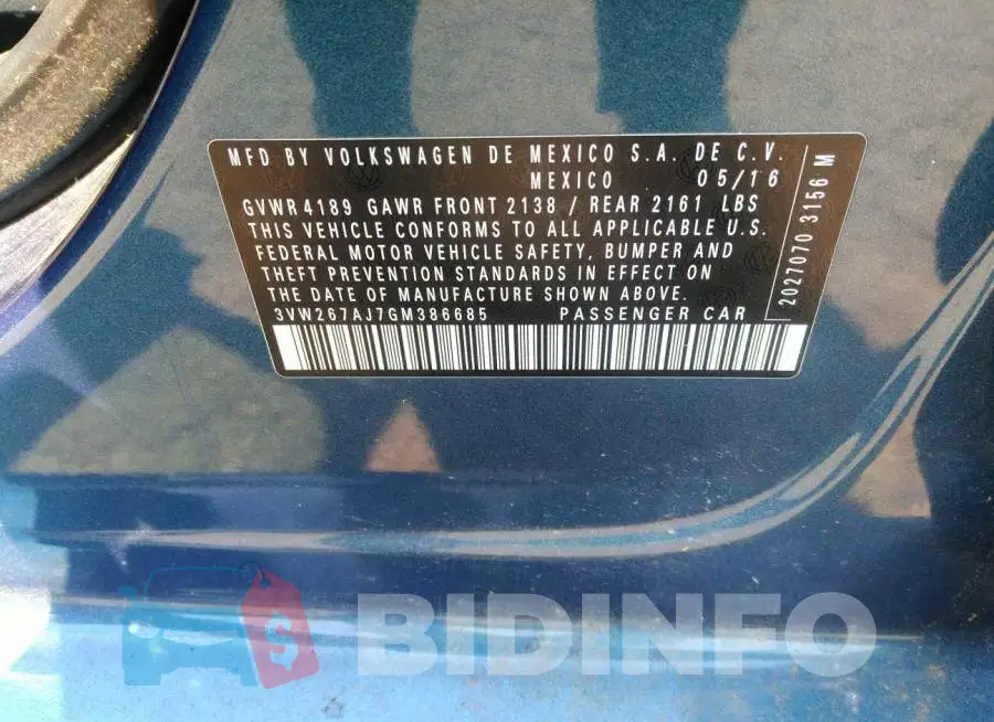 3VW267AJ7GM386685 Photo# 9