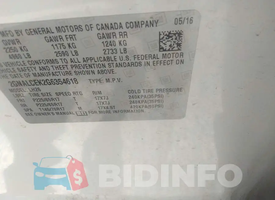 2GNALCEK2G6354618 Photo# 9