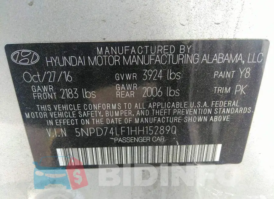 5NPD74LF1HH152890 Photo# 9