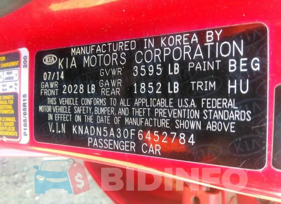 KNADN5A30F6452784 Photo# 9