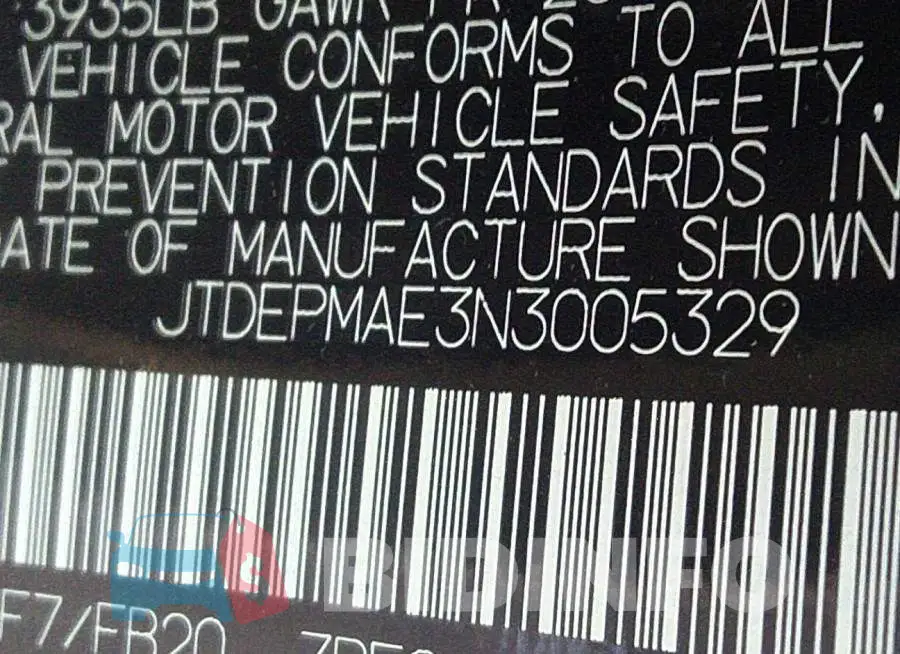 JTDEPMAE3N3005329 Photo# 9