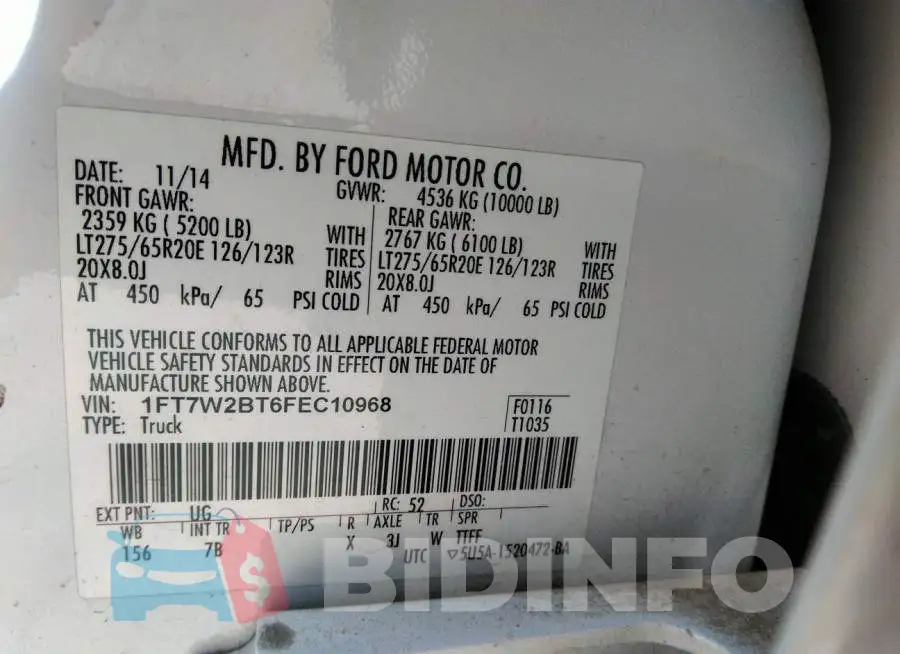 1FT7W2BT6FEC10968 Photo# 9