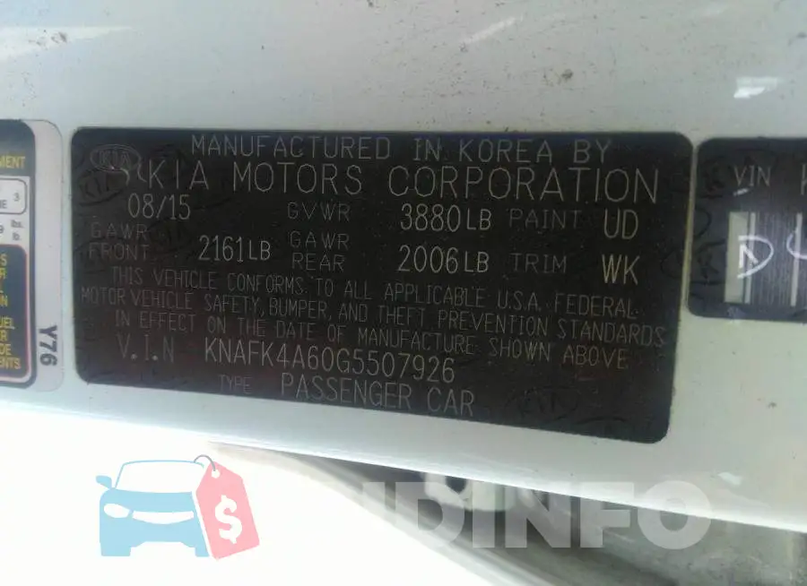 KNAFK4A60G5507926 Photo# 9