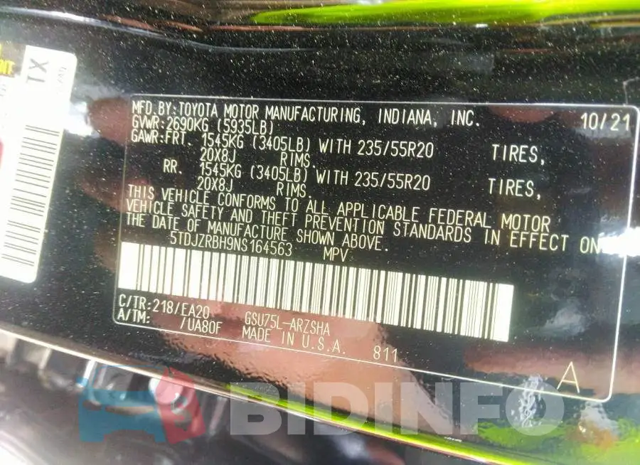 5TDJZRBH9NS164563 Photo# 9
