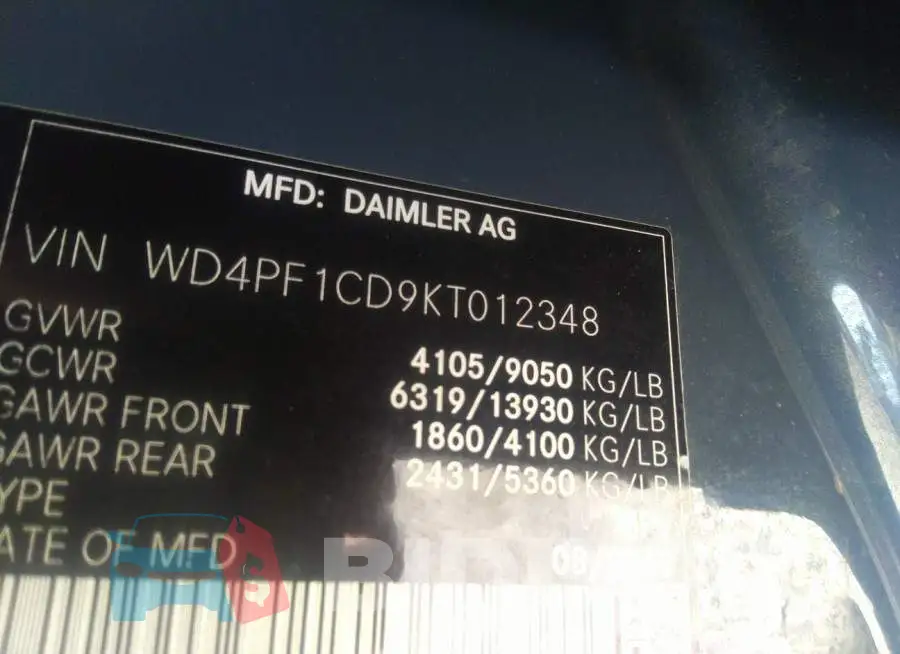 WD4PF1CD9KT012348 Photo# 9