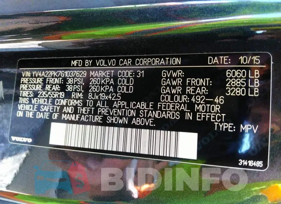 YV4A22PK7G1037629 Photo# 9