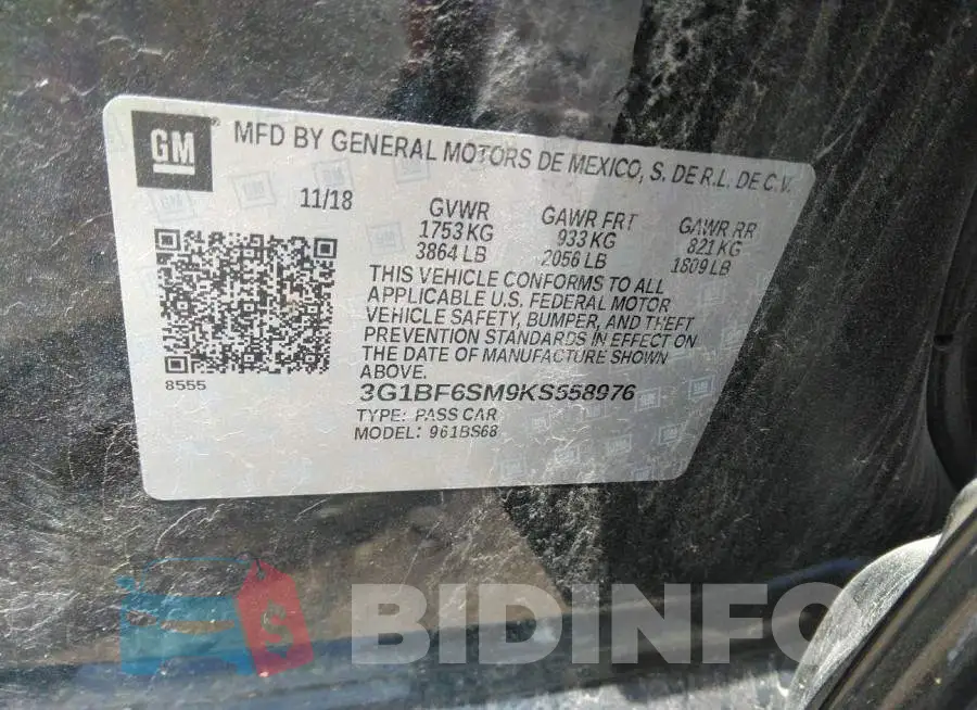 3G1BF6SM9KS558976 Photo# 9