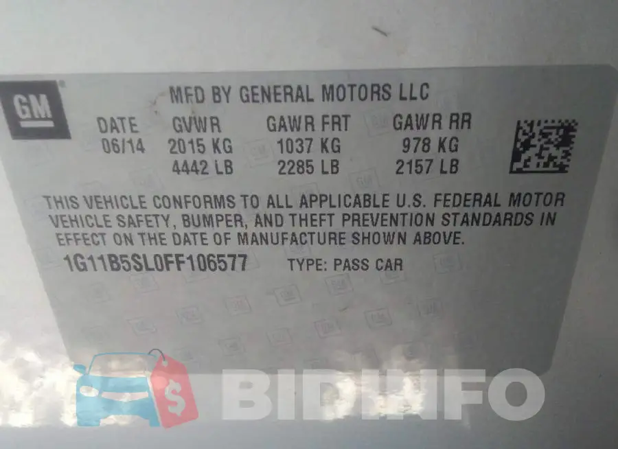 1G11B5SL0FF106577 Photo# 9