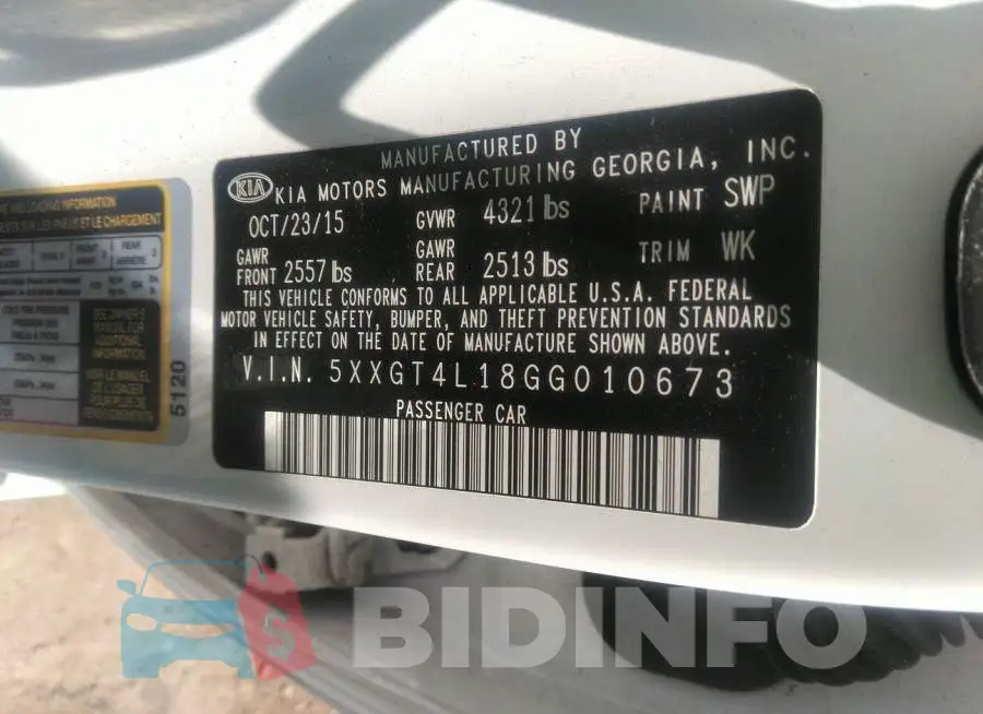 5XXGT4L18GG010673 Photo# 9