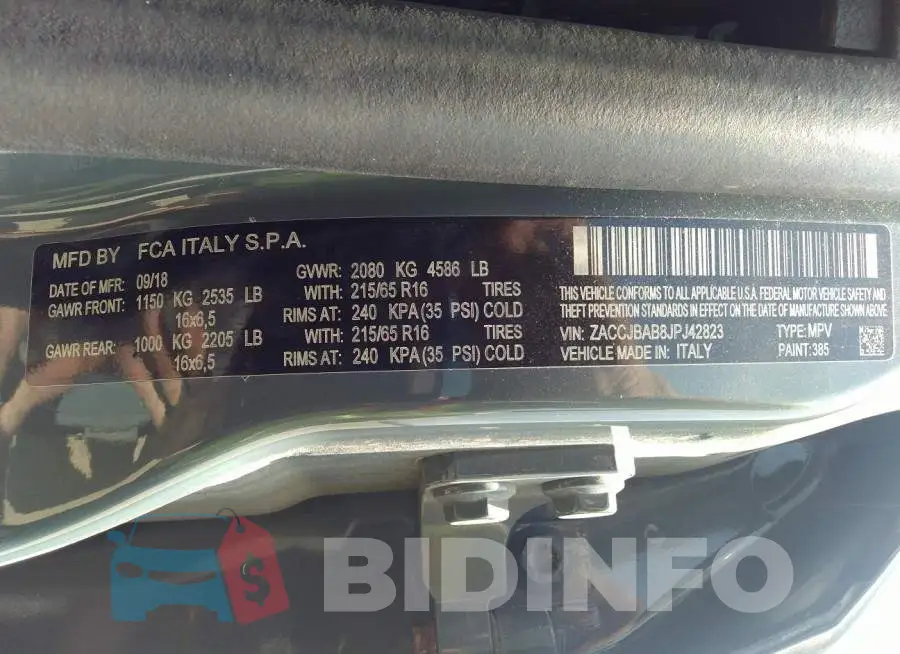 ZACCJBAB8JPJ42823 Photo# 9