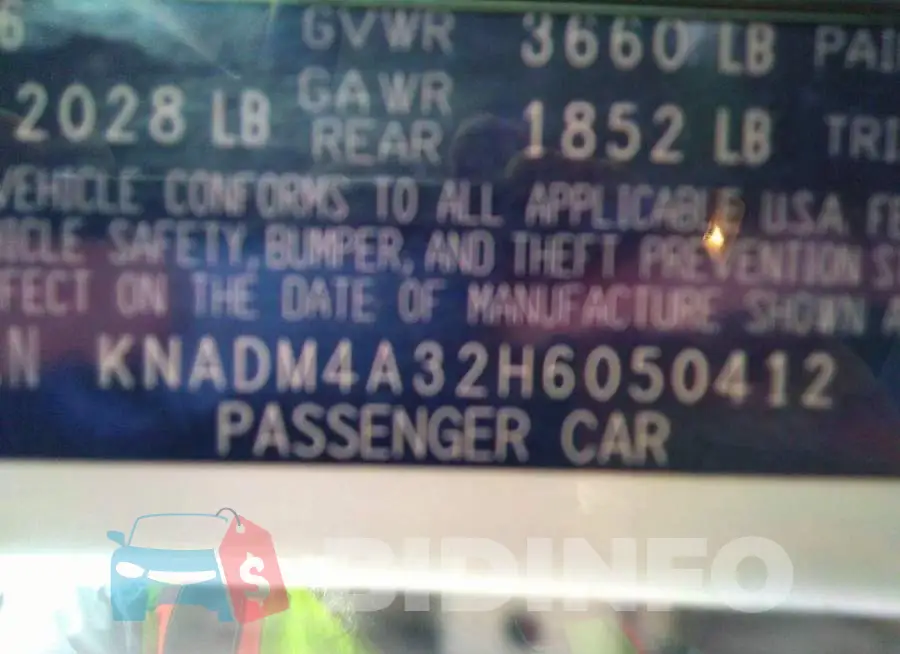 KNADM4A32H6050412 Photo# 9