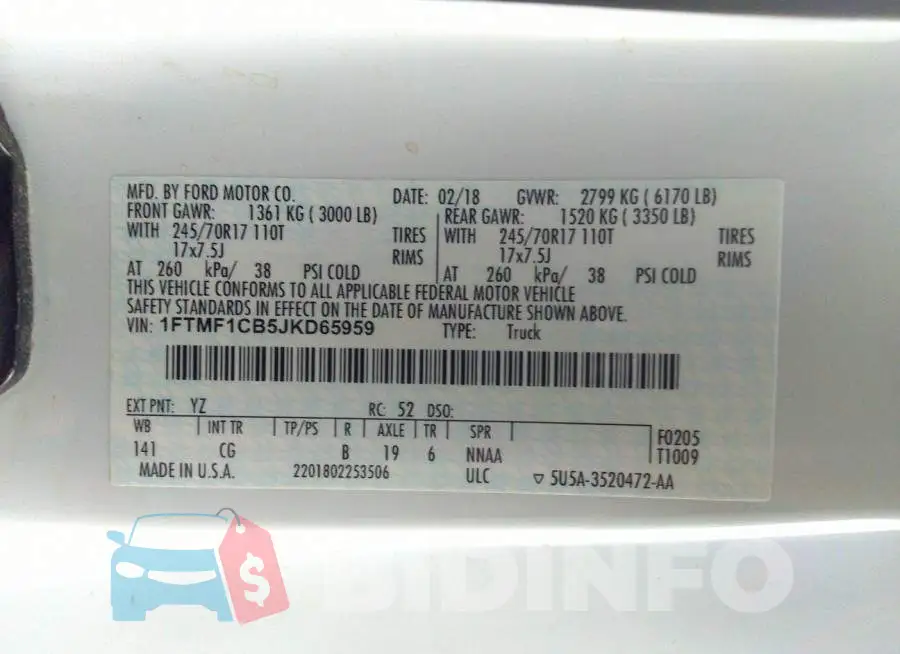 1FTMF1CB5JKD65959 Photo# 9