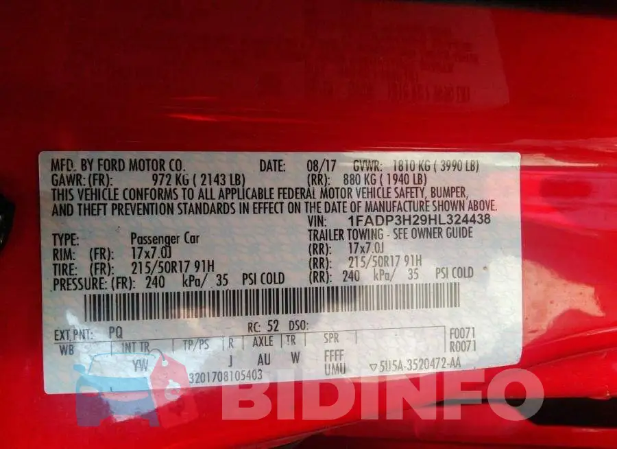 1FADP3H29HL324438 Photo# 9
