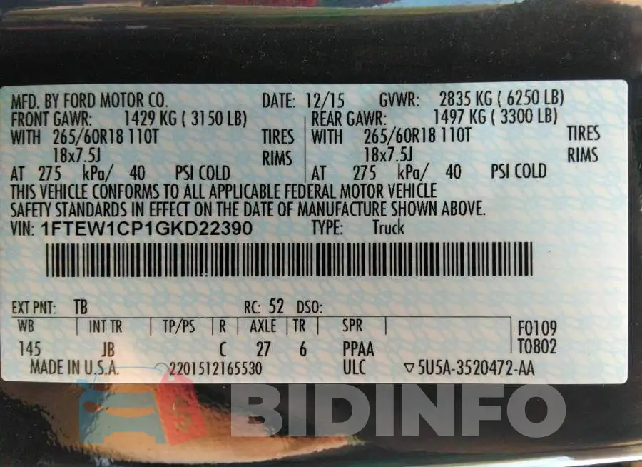 1FTEW1CP1GKD22390 Photo# 9