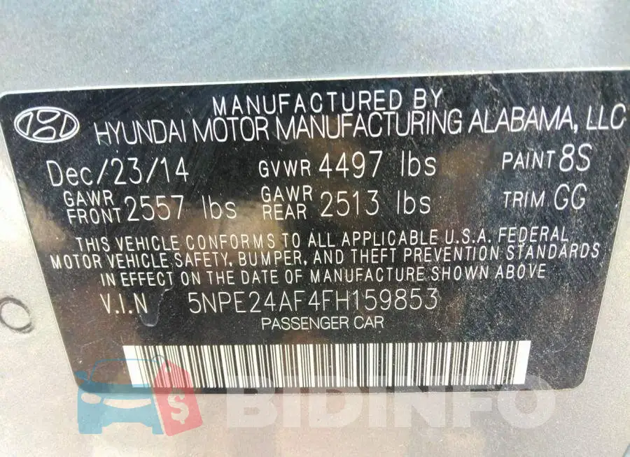5NPE24AF4FH159853 Photo# 9