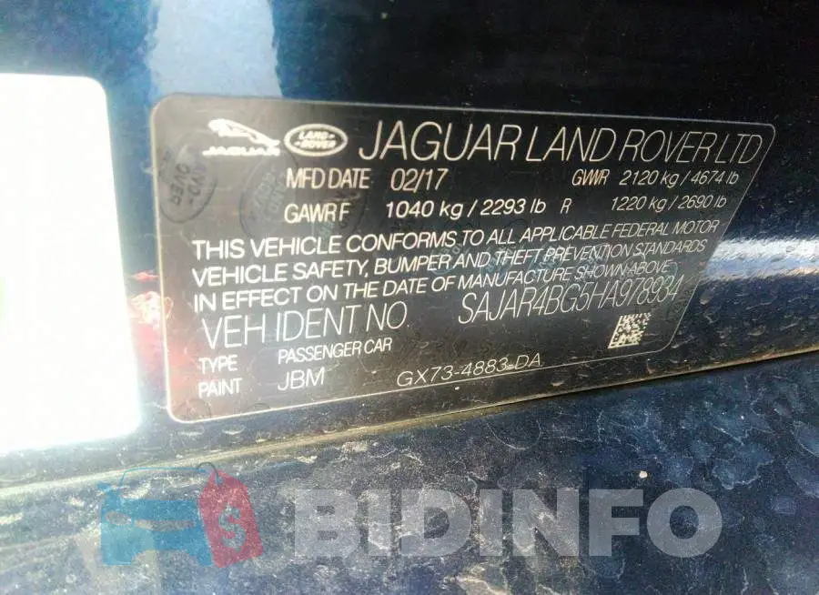 SAJAR4BG5HA978934 Photo# 9