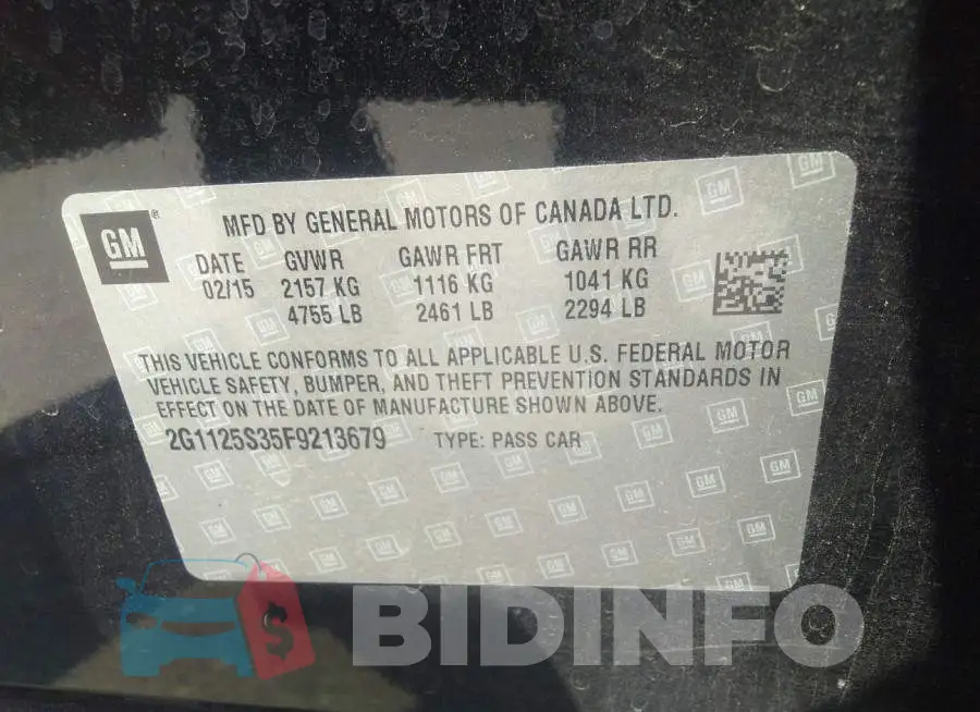 2G1125S35F9213679 Photo# 9