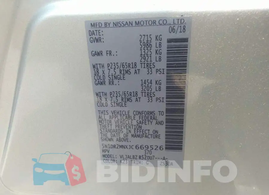 5N1DR2MNXJC669526 Photo# 9