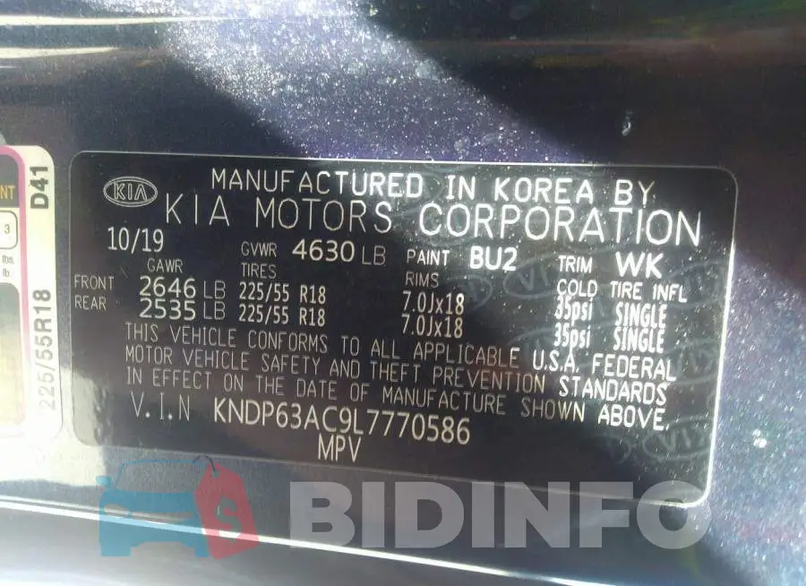KNDP63AC9L7770586 Photo# 9