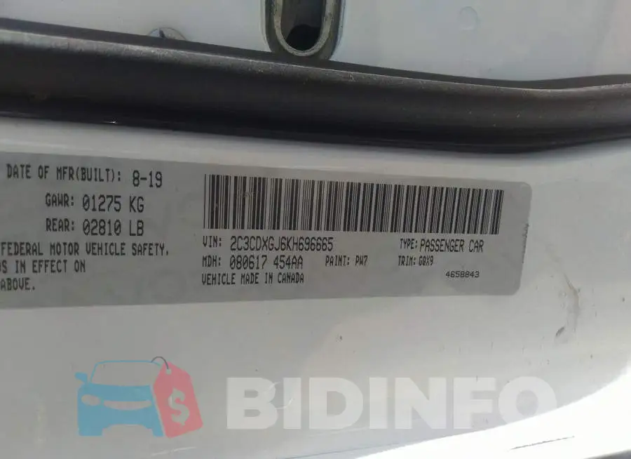 2C3CDXGJ6KH696665 Photo# 9