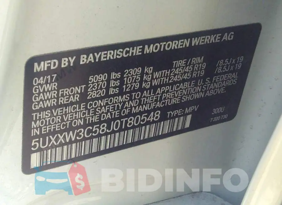 5UXXW3C58J0T80548 Photo# 9
