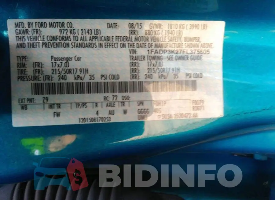 1FADP3K27FL375605 Photo# 9