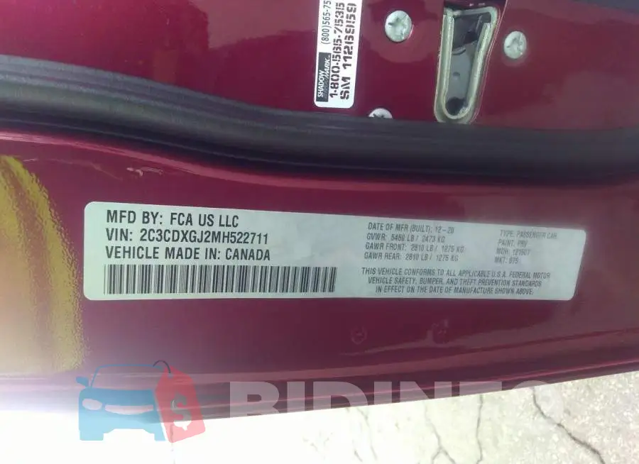 2C3CDXGJ2MH522711 Photo# 9