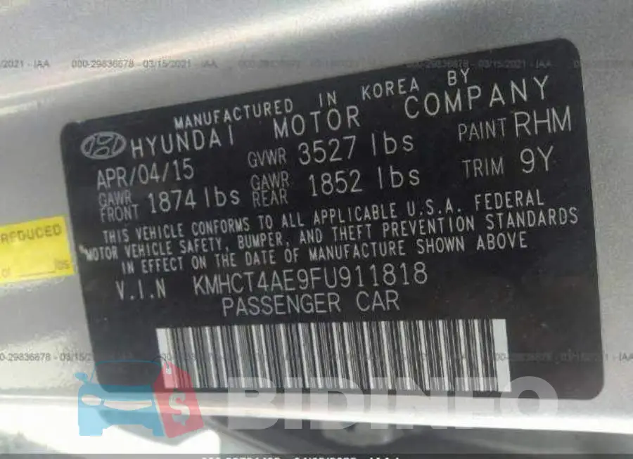 KMHCT4AE9FU911818 Photo# 9