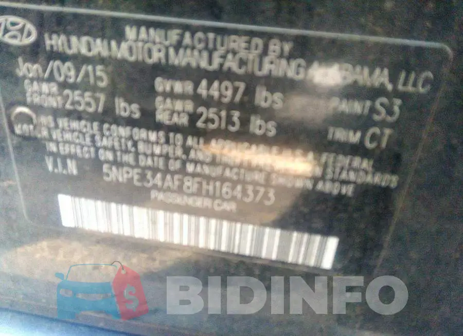5NPE34AF8FH164373 Photo# 9