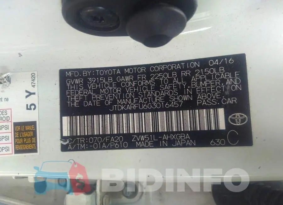 JTDKARFU6G3016457 Photo# 9