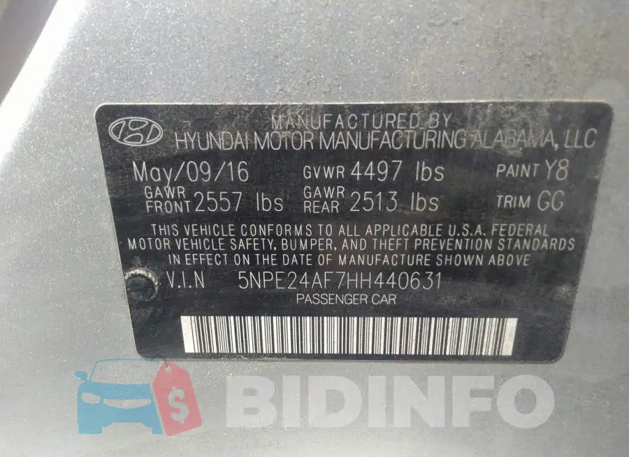 5NPE24AF7HH440631 Photo# 9