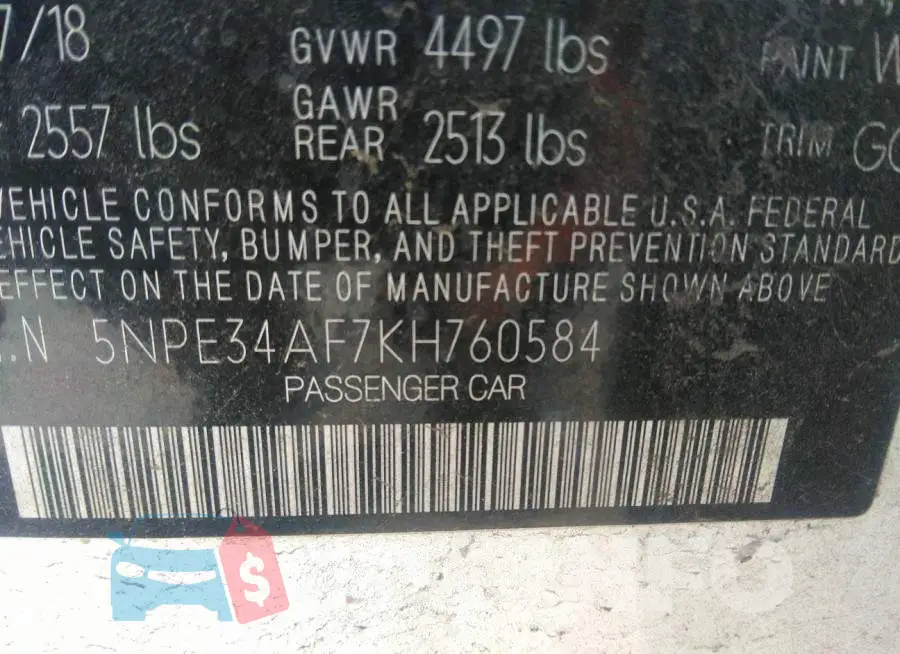 5NPE34AF7KH760584 Photo# 9