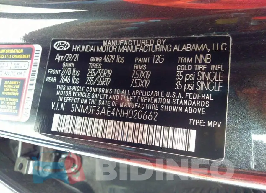 5NMJF3AE4NH020662 Photo# 9