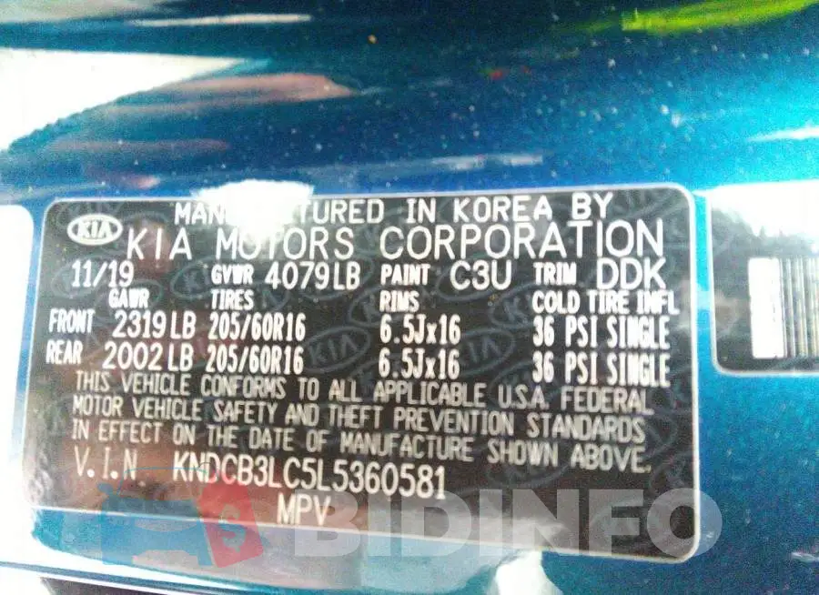 KNDCB3LC5L5360581 Photo# 9