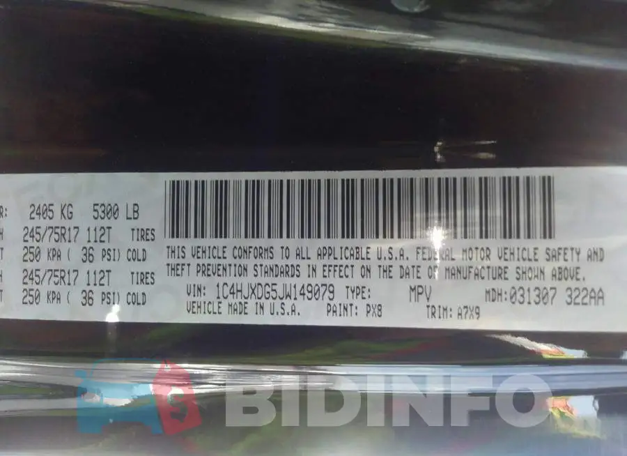 1C4HJXDG5JW149079 Photo# 9