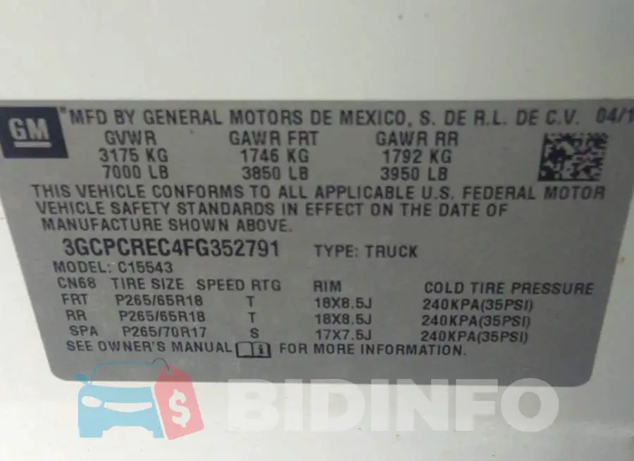 3GCPCREC4FG352791 Photo# 9